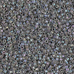 Seed beads, Delica 11/0, opaque grey rainbow, 7,5 gram. DB0168V